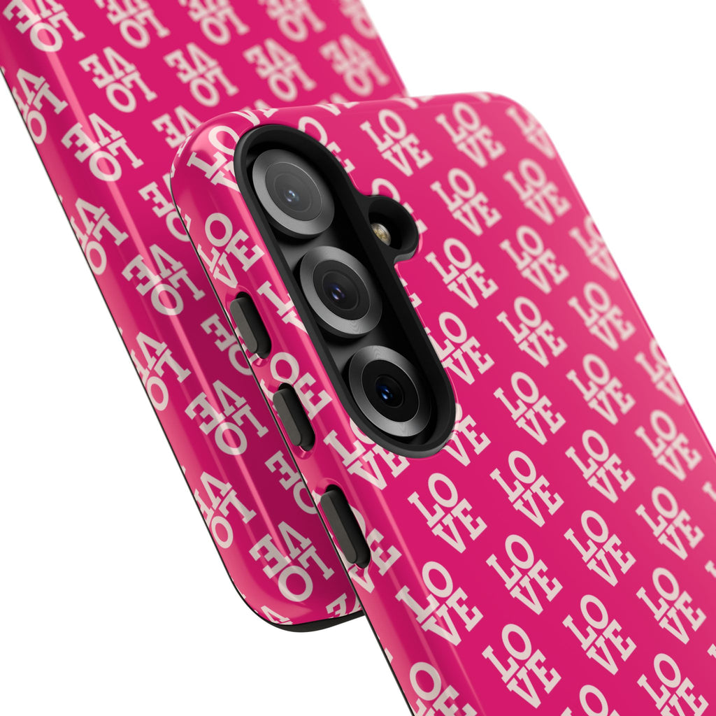 Vibrant Pink LOVE Tough Case iPhone, Galaxy, or Google Pixel