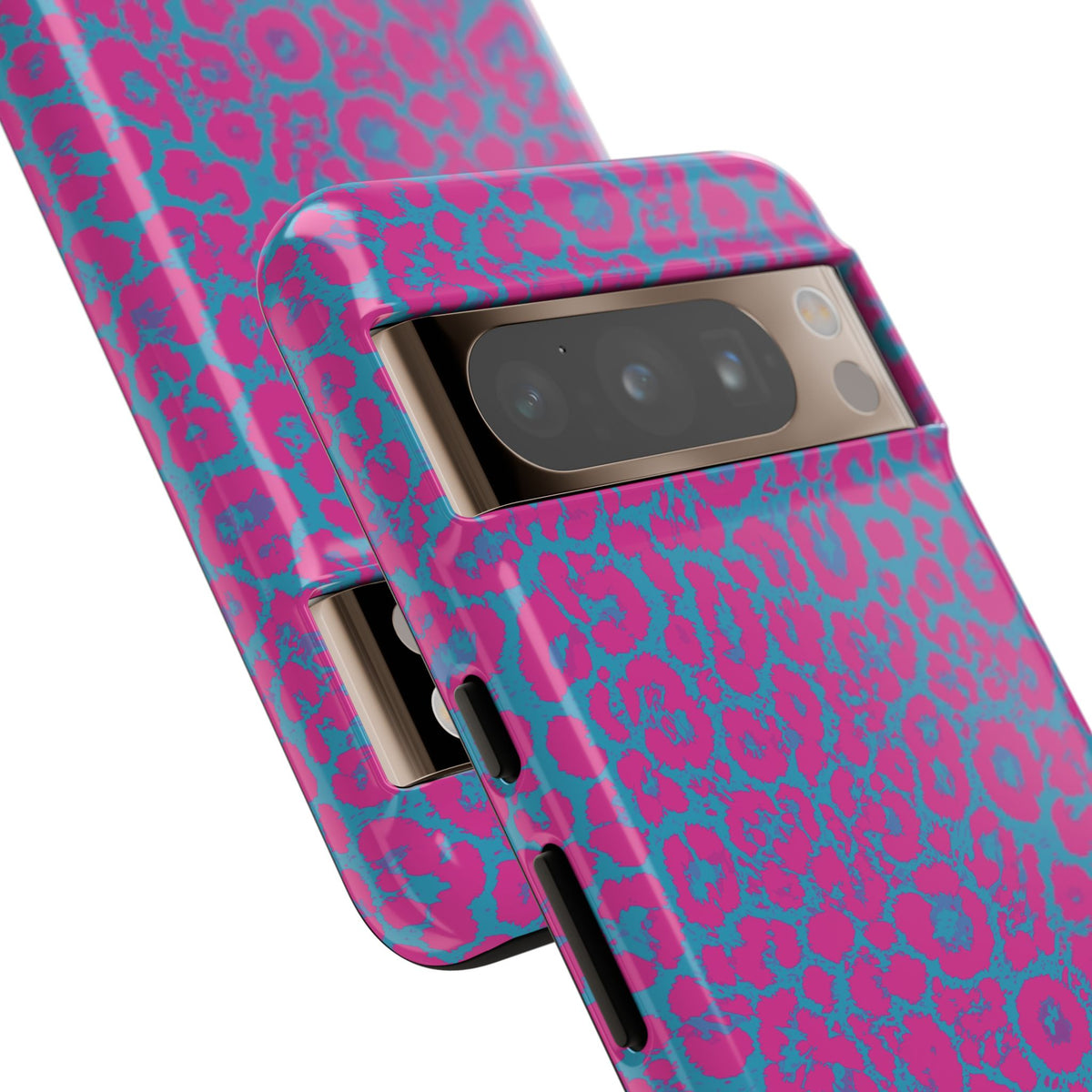 Pink Blue Leopard Tough Phone Case iPhone, Galaxy, or Google Pixel