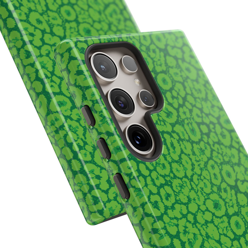 Neon Green Leopard Tough Phone Case for iPhone, Galaxy, or Google Pixel