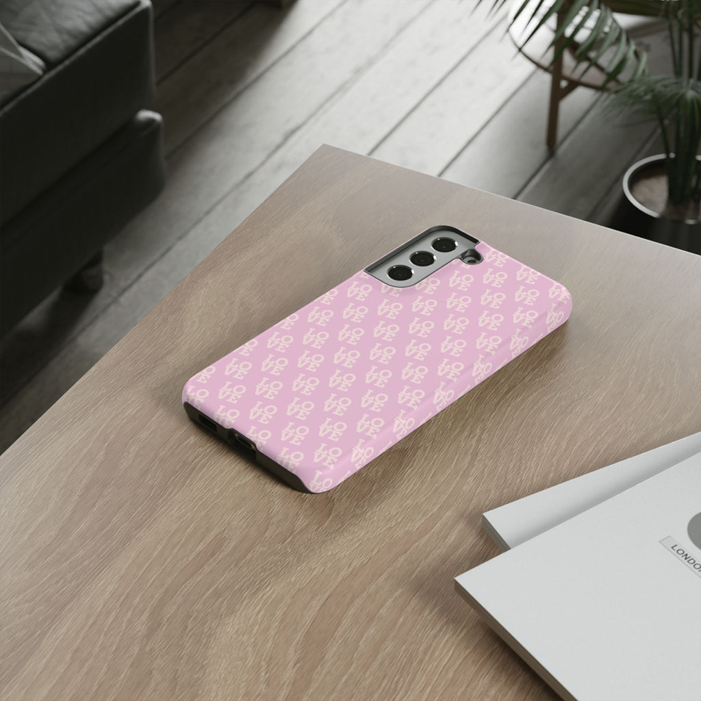 LOVE Pink Tough Phone Case for iPhone, Galaxy, or Google Pixel