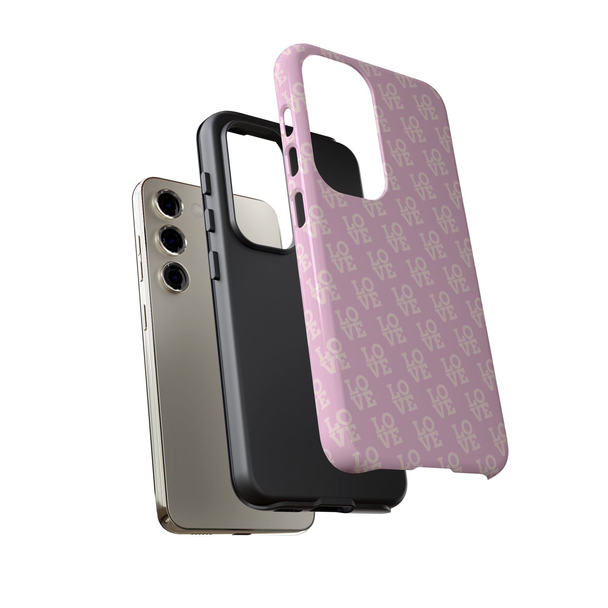 LOVE Pink Tough Phone Case for iPhone, Galaxy, or Google Pixel