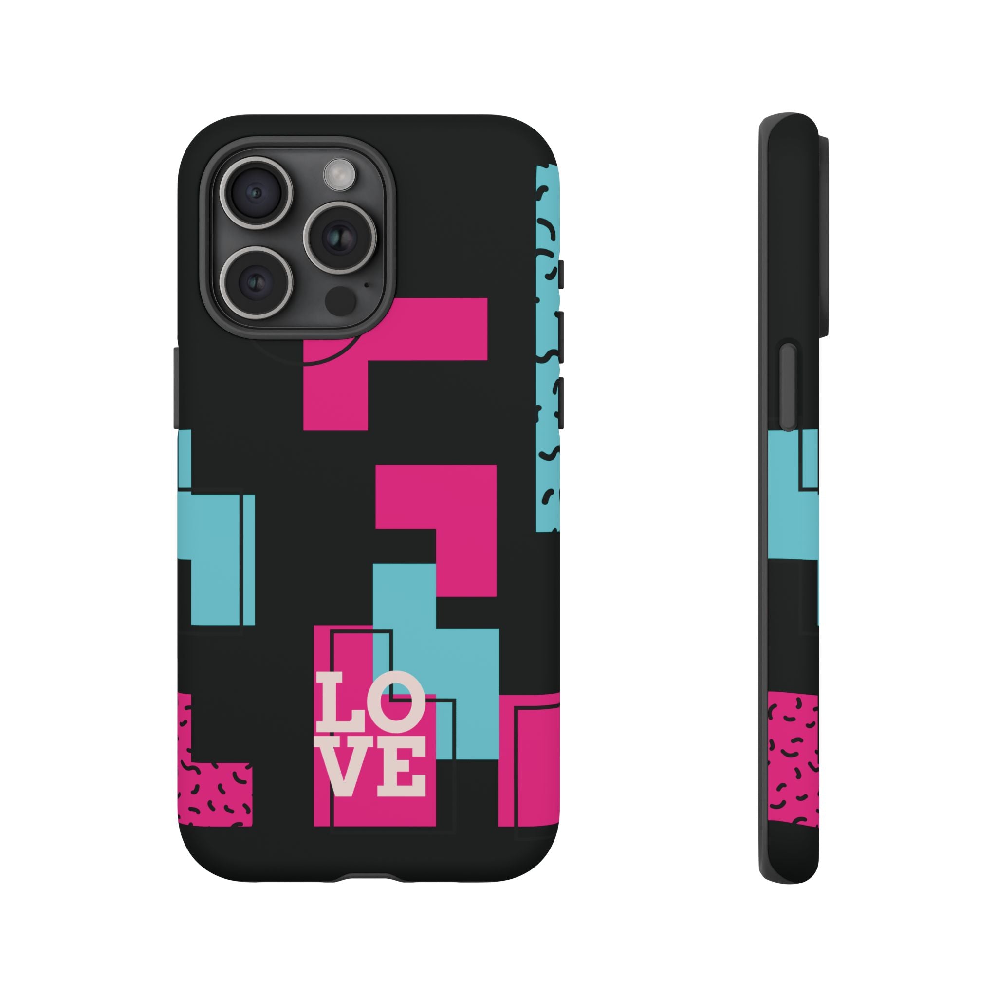 Retro Blocks LOVE Tough Case for iPhone, Galaxy or Google Pixel