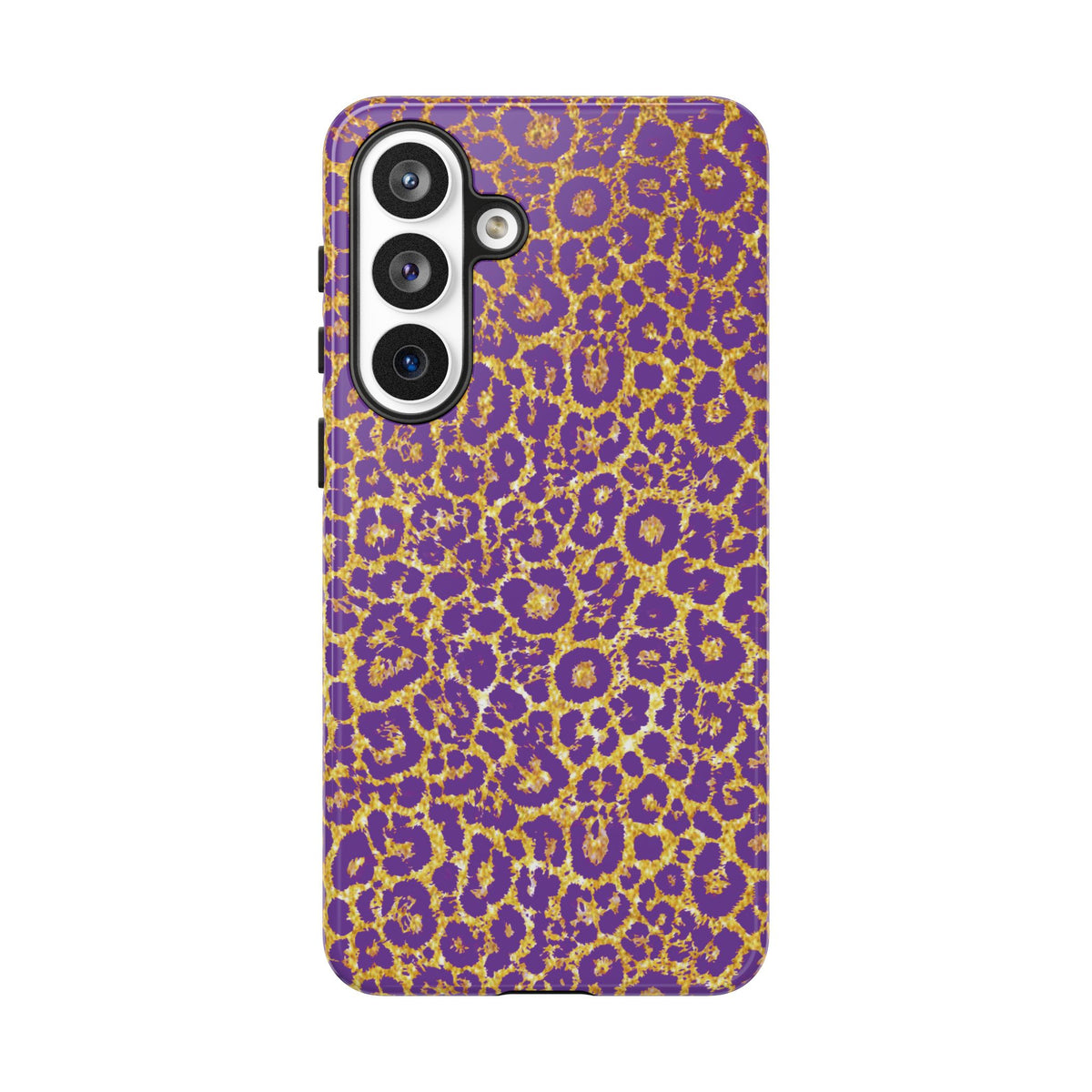 Purple Gold Leopard Tough Phone Case for iPhone, Galaxy, or Google Pixel