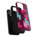 Pink Love Retro Blocks Leopard RG Tough Phone Case for iPhone, Galaxy, or Google Pixel