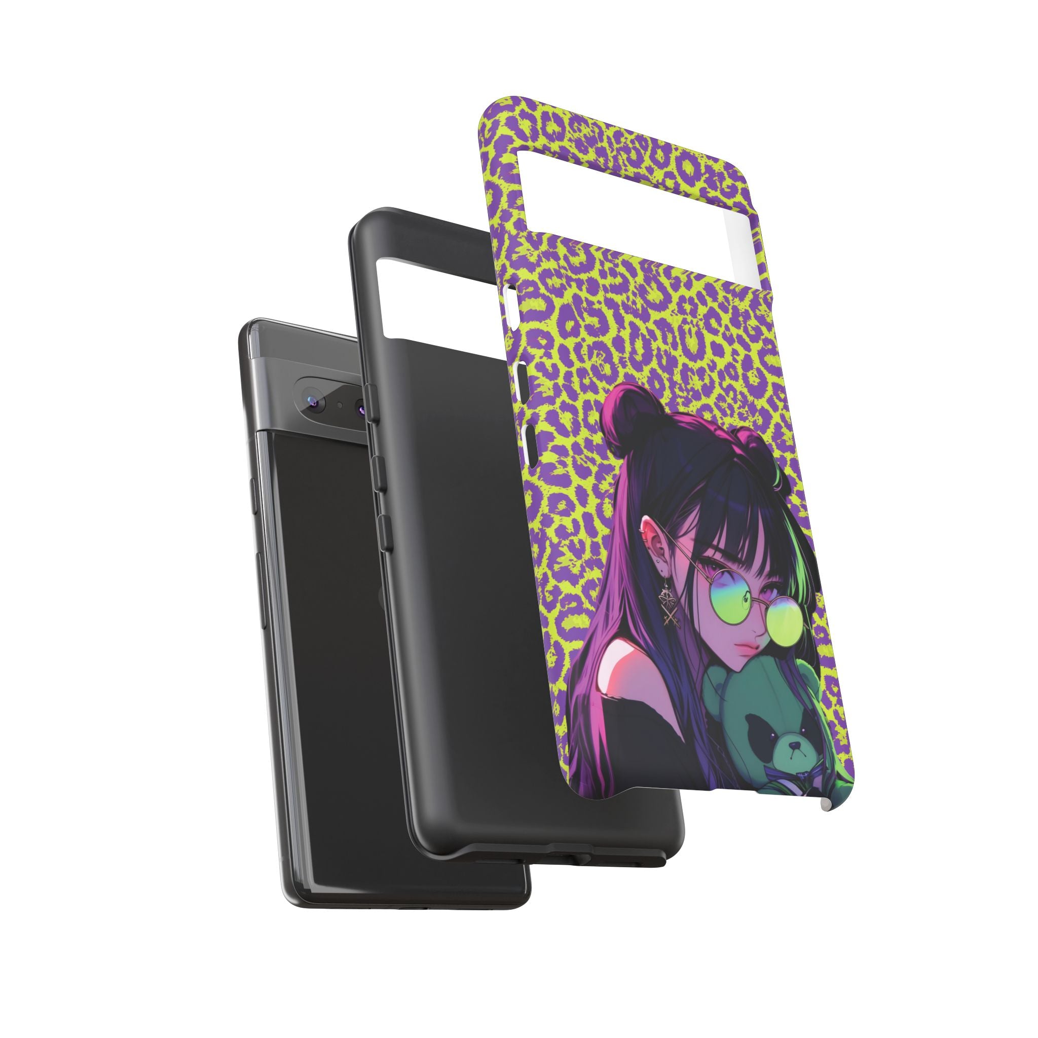 Purple Neon Lime Leopard Kz Tough Case for iPhone, Galaxy, or Google Pixel