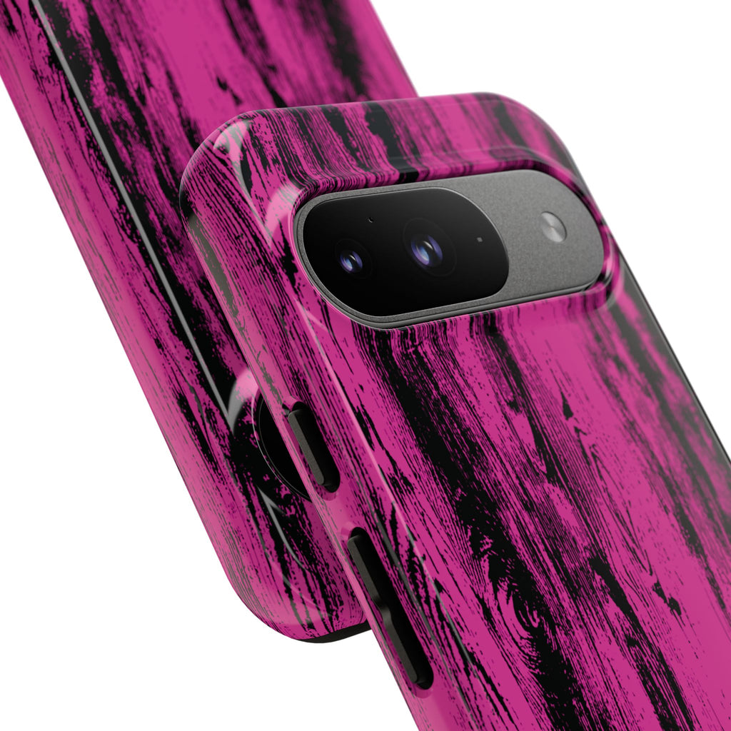 Hot Pink wood print Design Tough Phone Case for iPhone, Galaxy, or Google Pixel