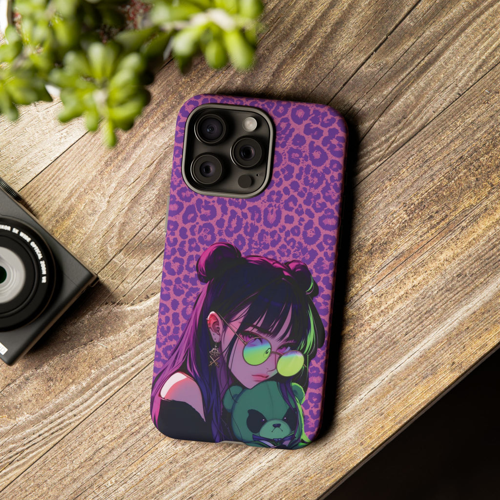 Purple Pink Leopard Kz iPhone, Galaxy and Google Tough Cases
