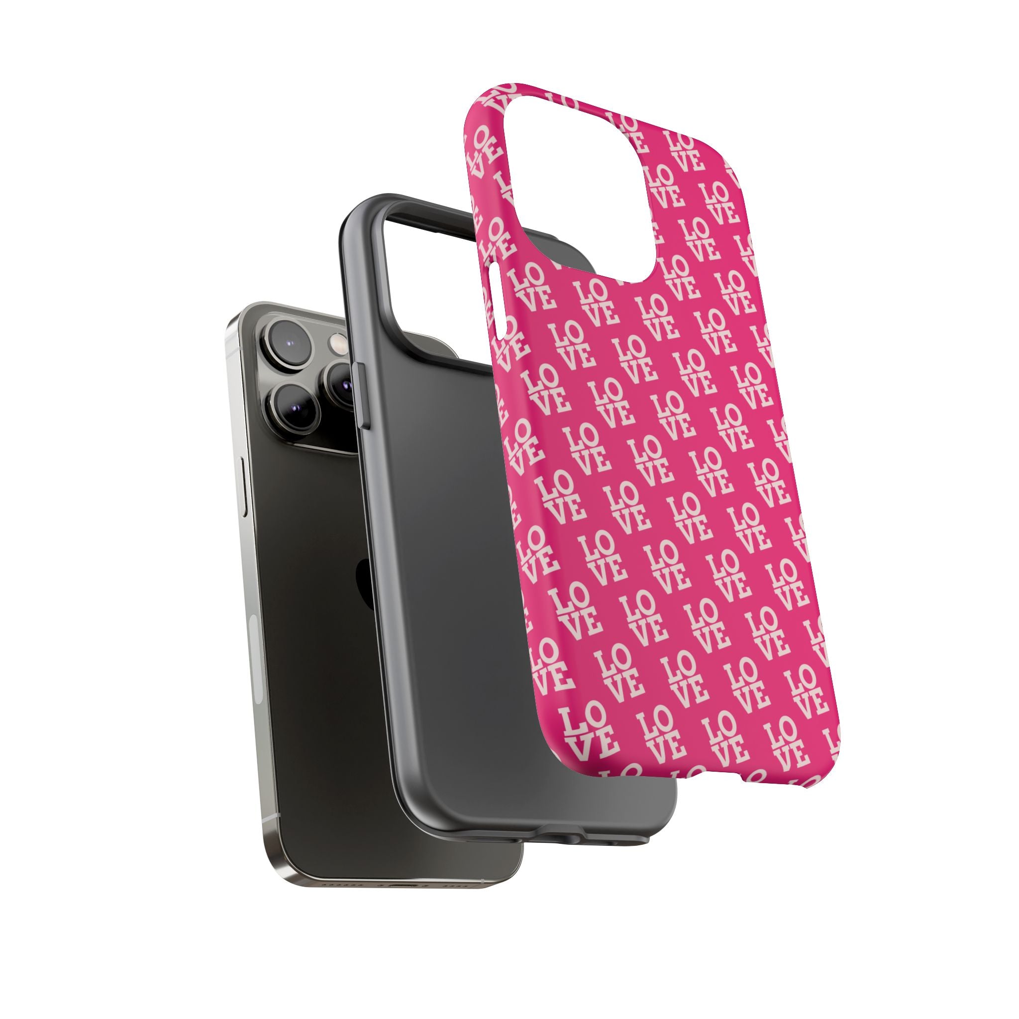 Vibrant Pink LOVE Tough Case iPhone, Galaxy, or Google Pixel