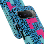 LOVE Blue Leopard 80s Vibe Tough Case for iPhone, Galaxy, or Google Pixel
