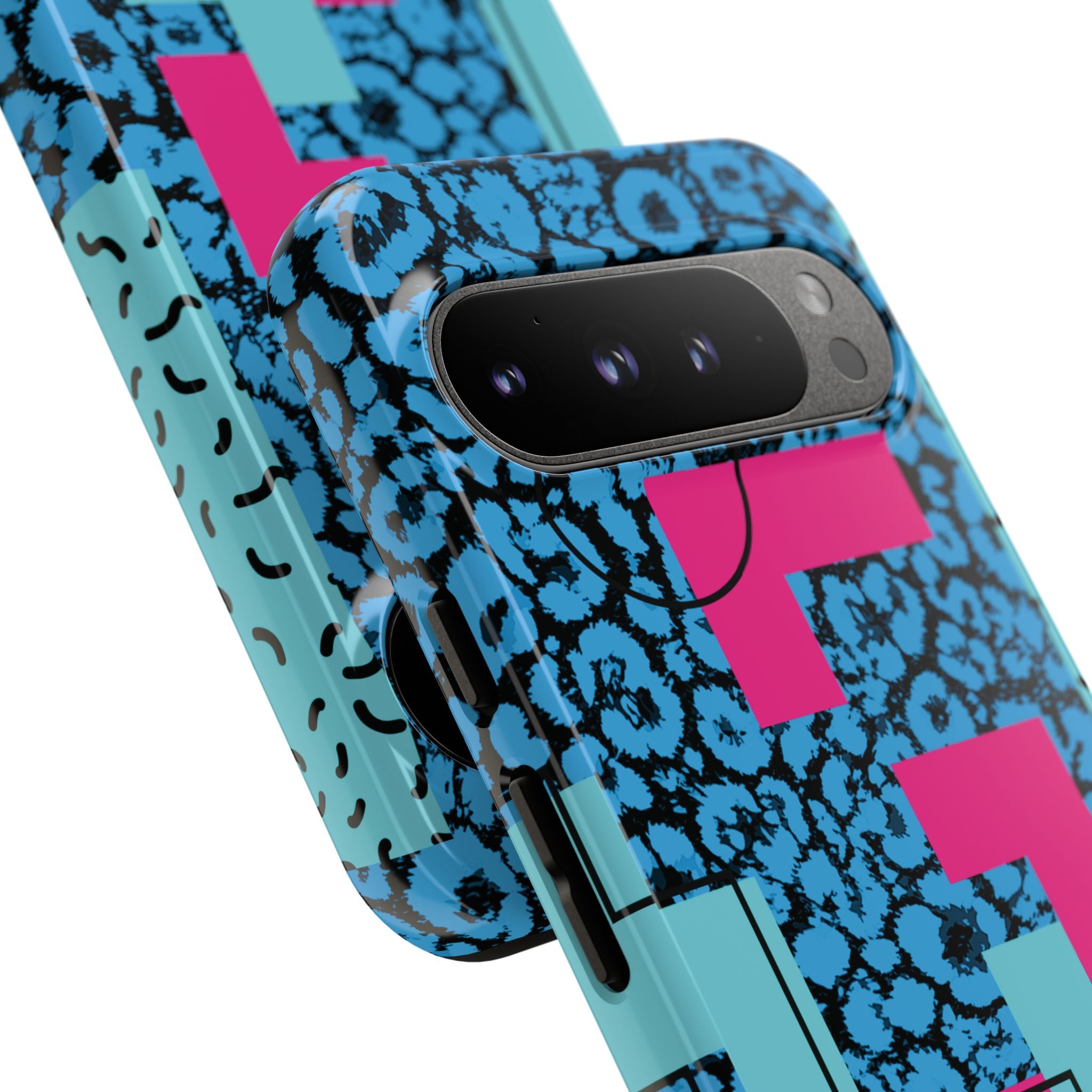 LOVE Blue Leopard 80s Vibe Tough Case for iPhone, Galaxy, or Google Pixel