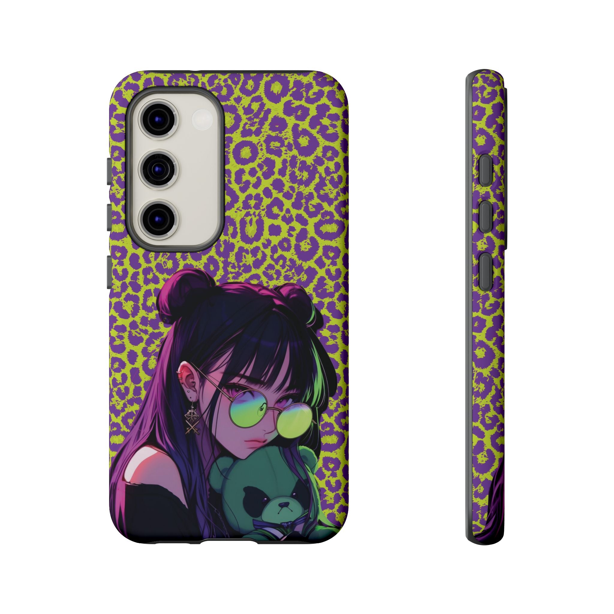 Purple Neon Lime Leopard Kz Tough Case for iPhone, Galaxy, or Google Pixel