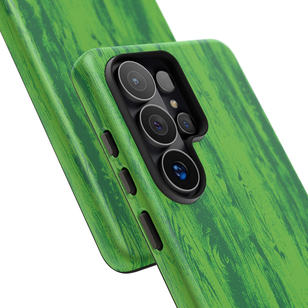 Neon Green Wood Print Tough Phone Case iPhone, Galaxy, or Google Pixel