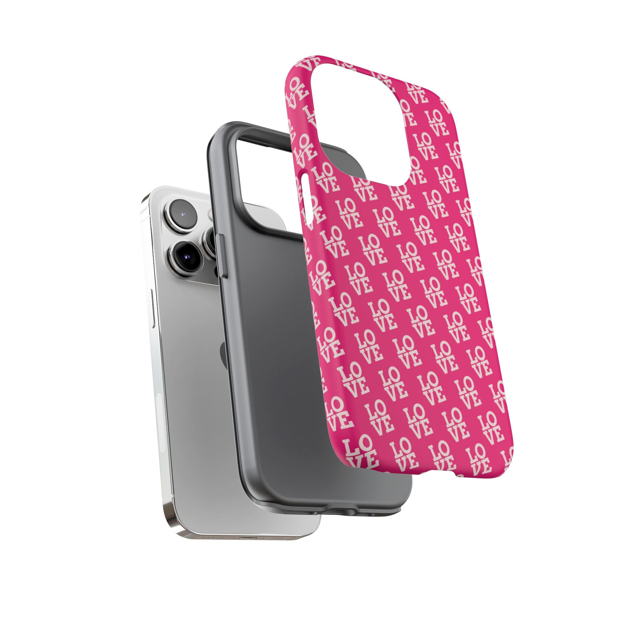 Vibrant Pink LOVE Tough Case iPhone, Galaxy, or Google Pixel