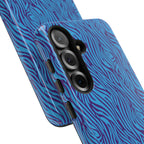 Zebra Print Blue and Purple Tough Case for iPhone, Galaxy or Google Pixel