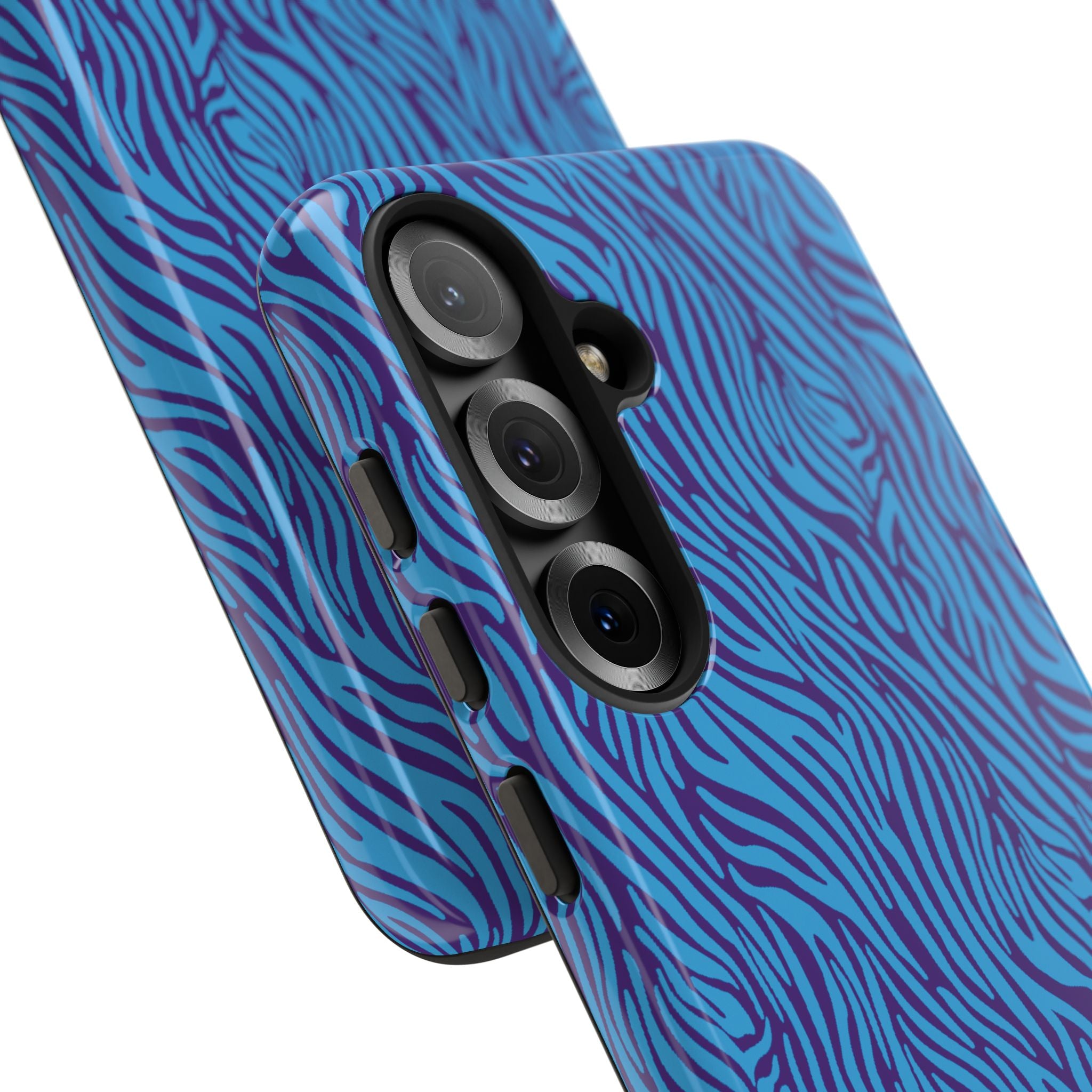 Zebra Print Blue and Purple Tough Case for iPhone, Galaxy or Google Pixel