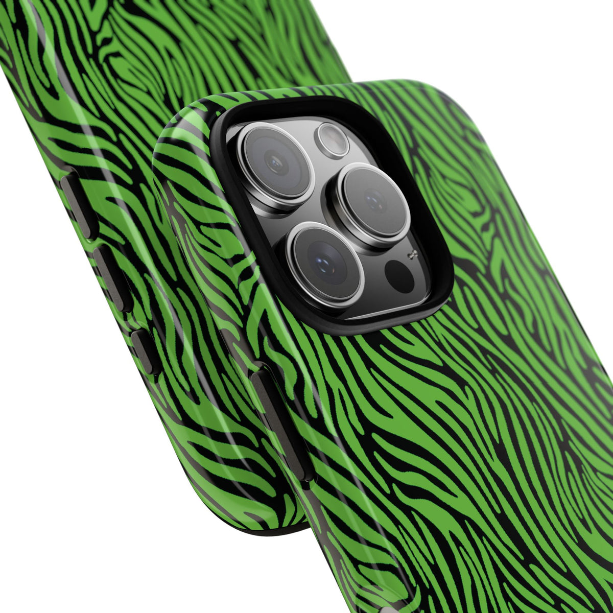 Neon Green Zebra Tough Phone Case iPhone, Galaxy, or Google Pixel