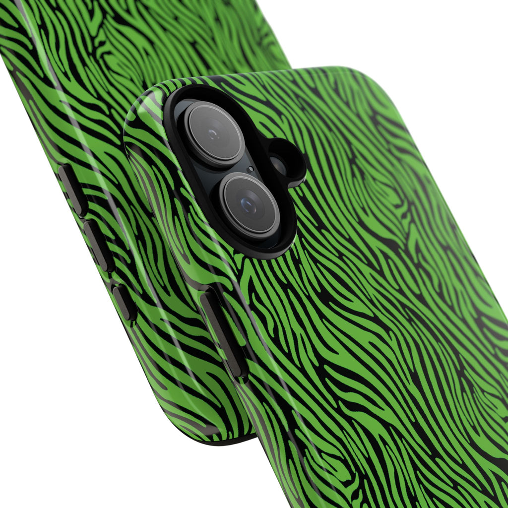 Neon Green Zebra Tough Phone Case iPhone, Galaxy, or Google Pixel