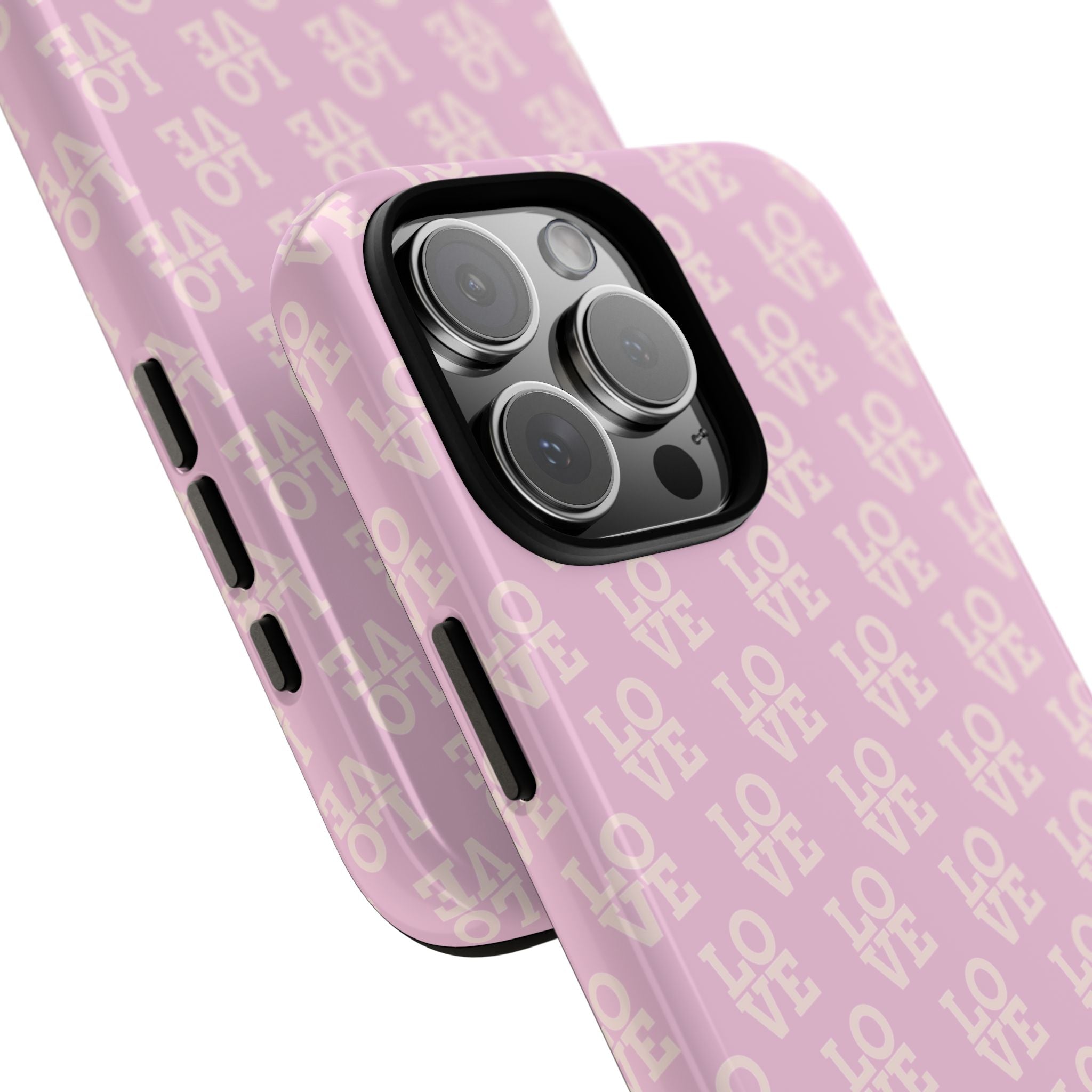 LOVE Pink Tough Phone Case for iPhone, Galaxy, or Google Pixel