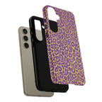 Purple Gold Leopard Tough Phone Case for iPhone, Galaxy, or Google Pixel