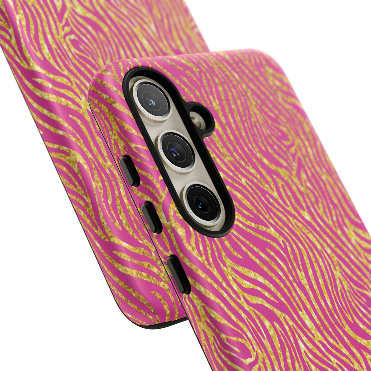 Pink Gold Zebra Print Tough Case for iPhone, Galaxy, or Google Pixel