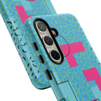 LOVE Aqua Blue Leopard RG Tough Phone Case iPhone, Galaxy, or Google Pixel