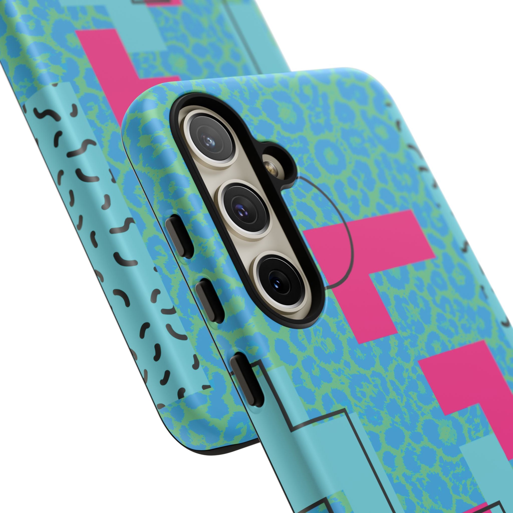 LOVE Aqua Blue Leopard RG Tough Phone Case iPhone, Galaxy, or Google Pixel