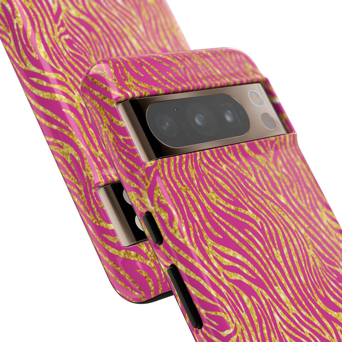 Pink Gold Zebra Print Tough Case for iPhone, Galaxy, or Google Pixel