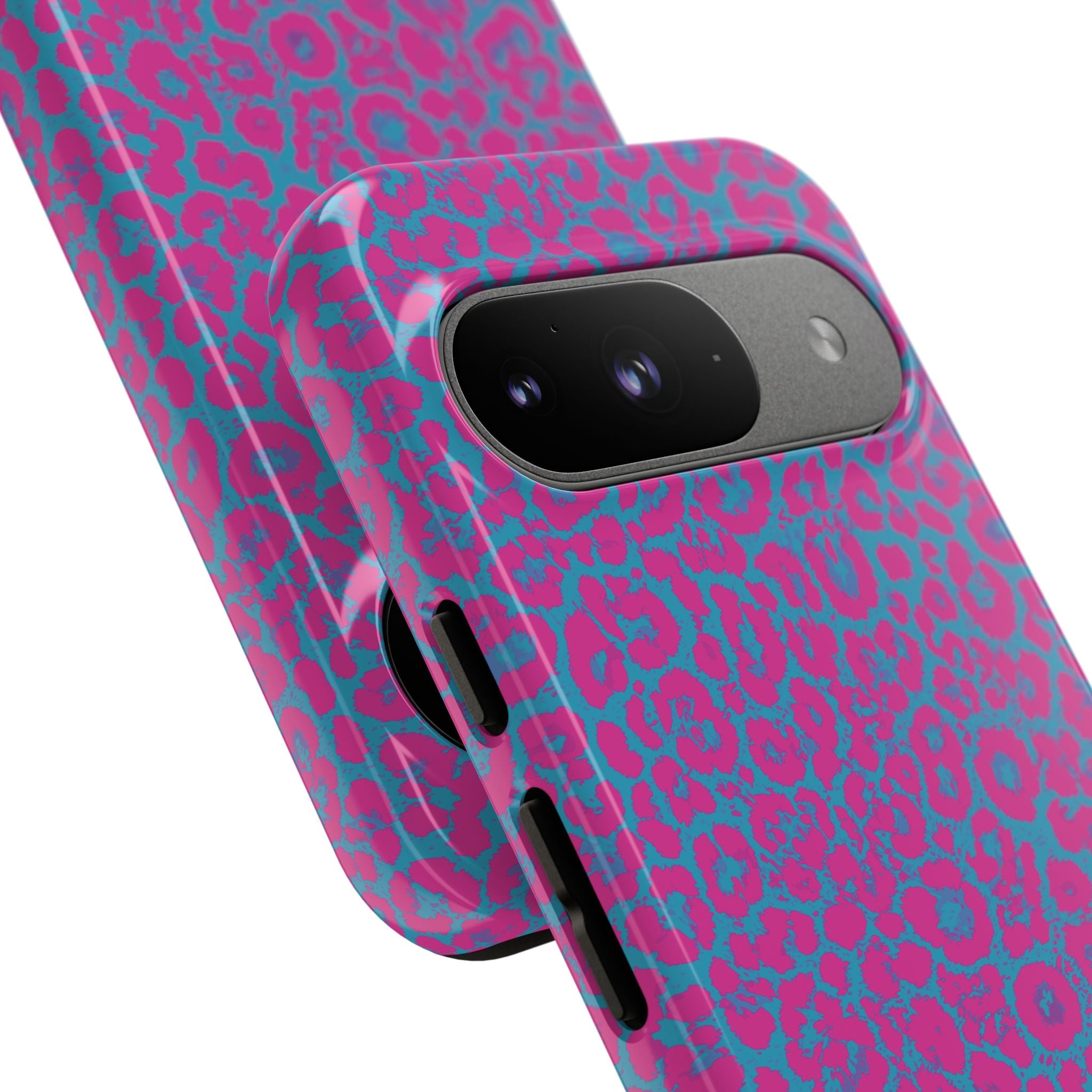 Pink Blue Leopard Tough Phone Case iPhone, Galaxy, or Google Pixel