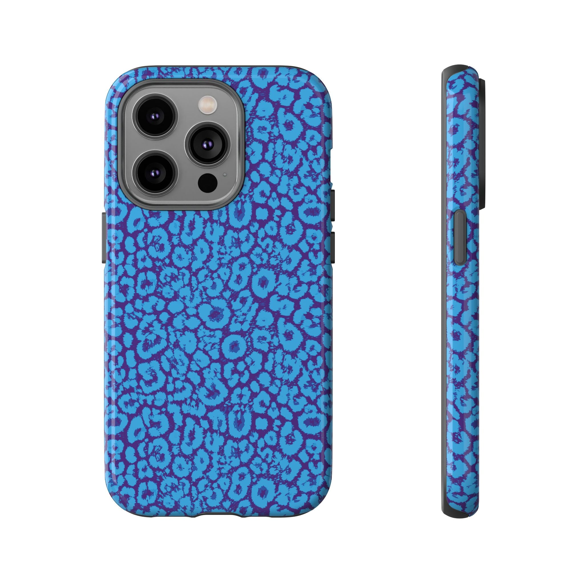 Blue Purple Leopard Tough Phone Case iPhone, Galaxy, or Google Pixel