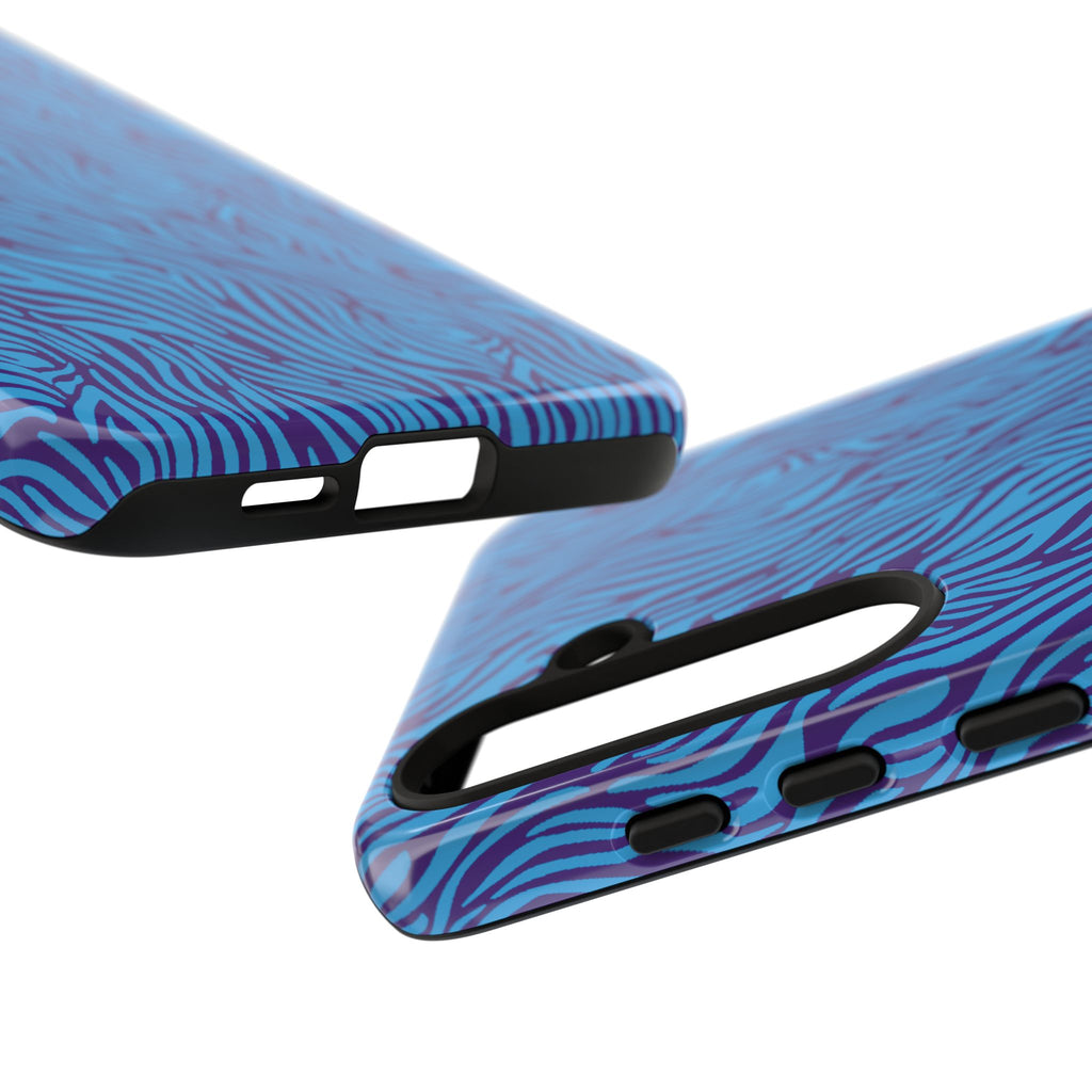 Zebra Print Blue and Purple Tough Case for iPhone, Galaxy or Google Pixel