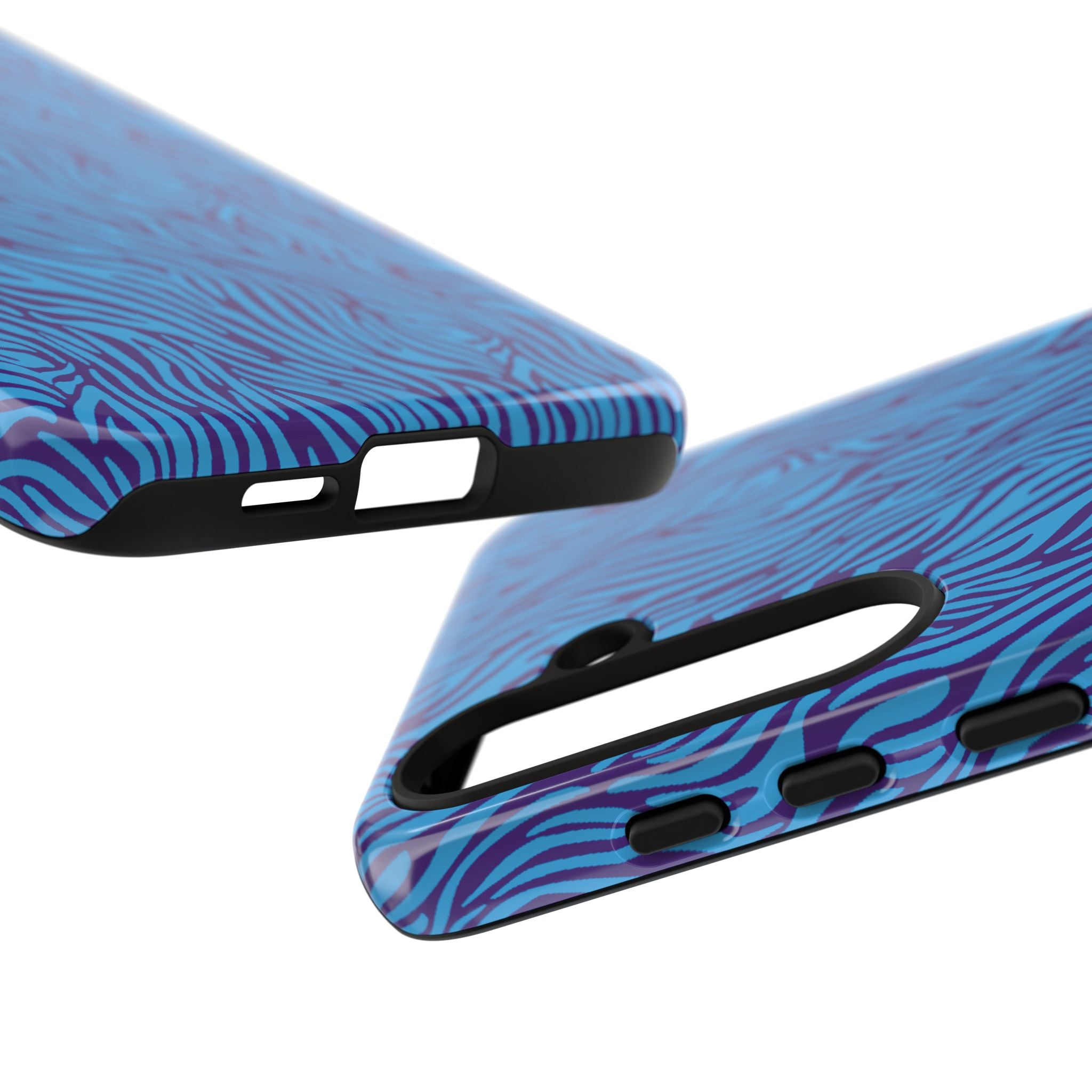 Zebra Print Blue and Purple Tough Case for iPhone, Galaxy or Google Pixel
