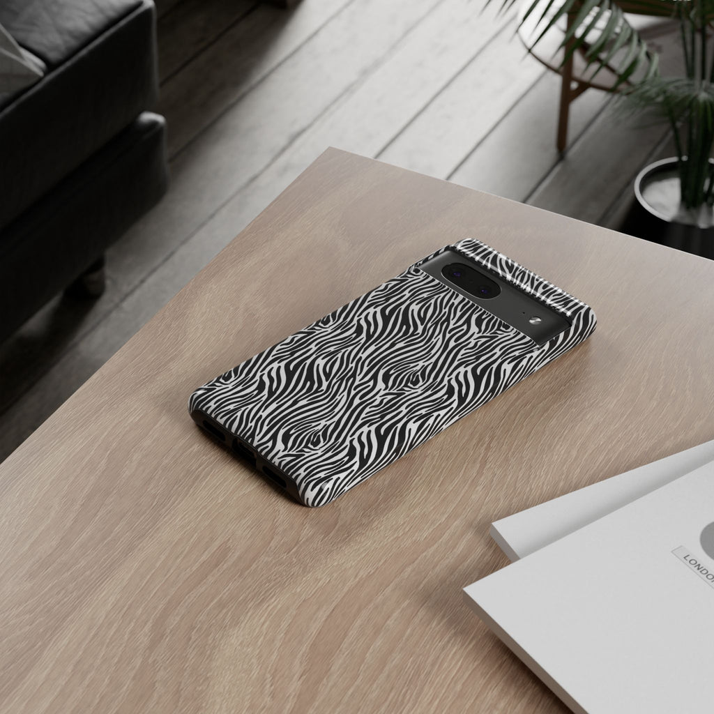 Black and White Zebra Print Tough Case iPhone, Galaxy and Google Pixel
