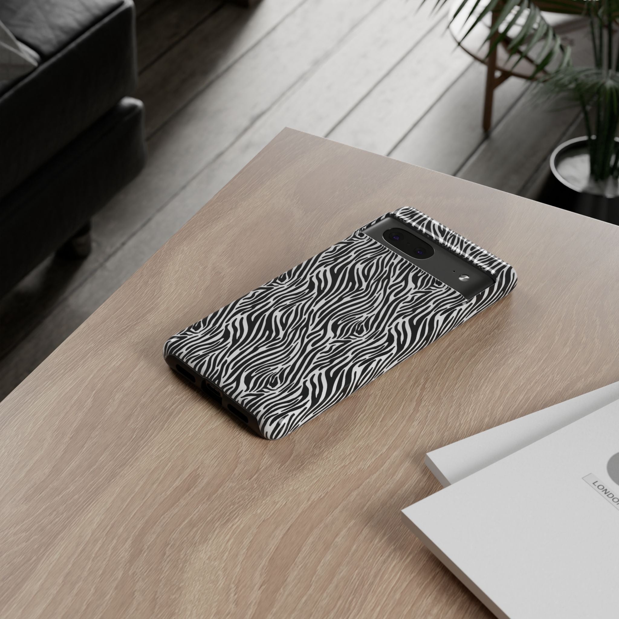 Black and White Zebra Print Tough Case iPhone, Galaxy and Google Pixel