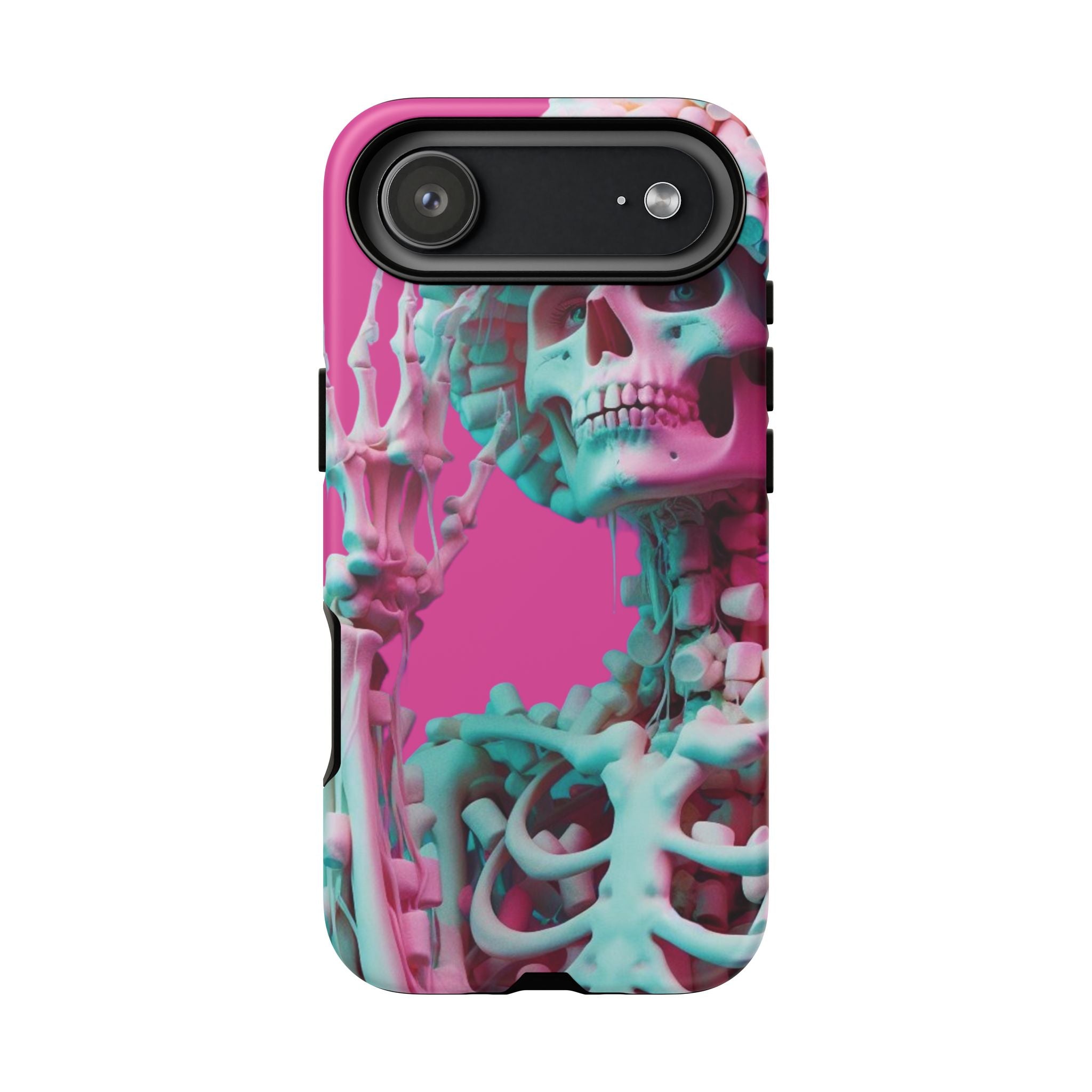 Neon Pink Skeleton Tough Phone Case for iPhone, Galaxy and Google Pixel