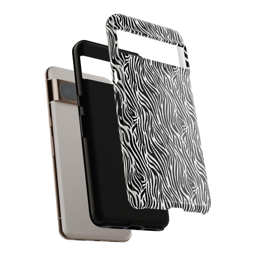 Black and White Zebra Print Tough Case iPhone, Galaxy and Google Pixel