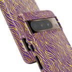 Vibrant Purple Gold Zebra Tough Phone Case iPhone, Galaxy, or Google Pixel
