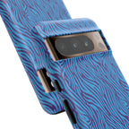Zebra Print Blue and Purple Tough Case for iPhone, Galaxy or Google Pixel