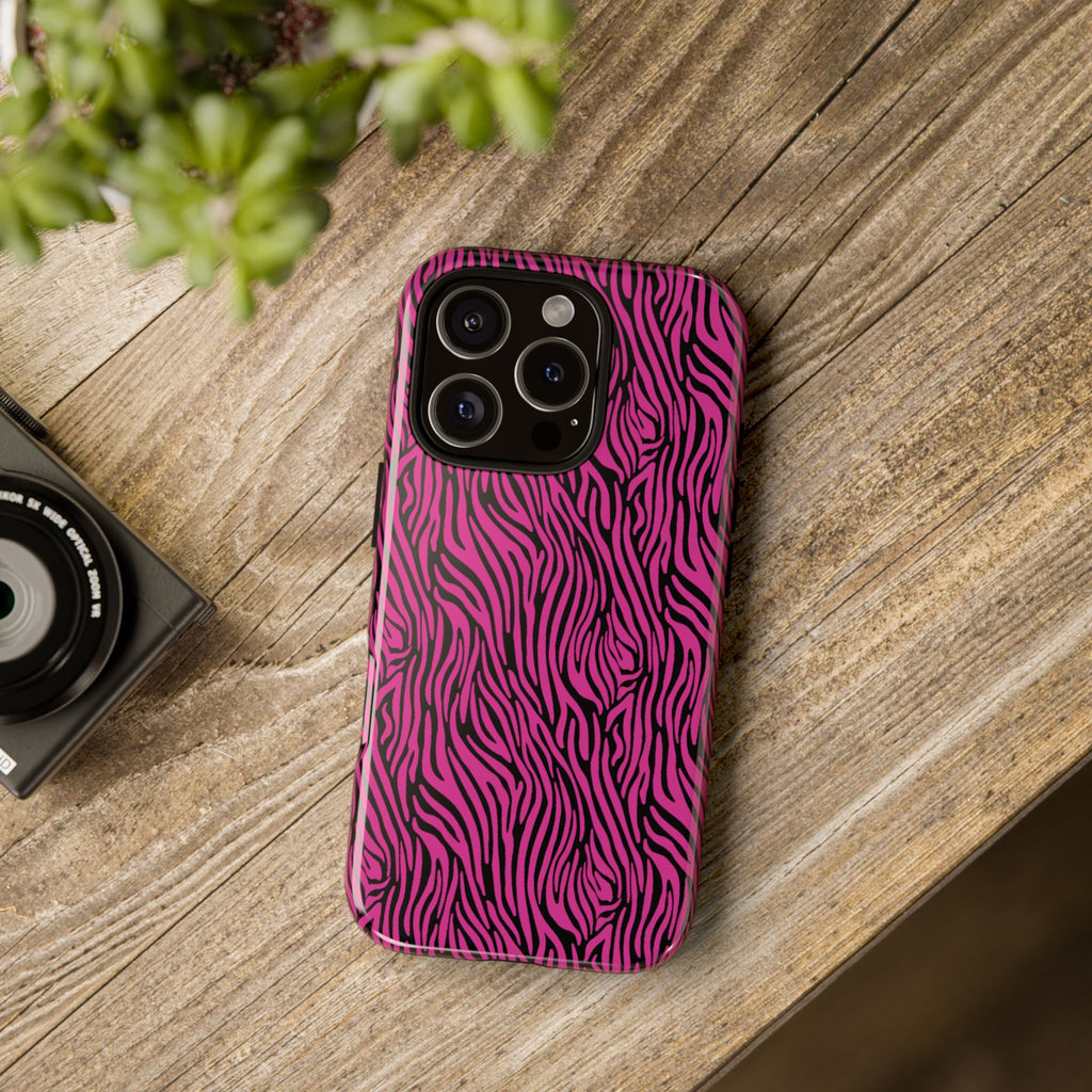Pink Zebra Tough Phone Case for iPhone, Galaxy, or Google Pixel