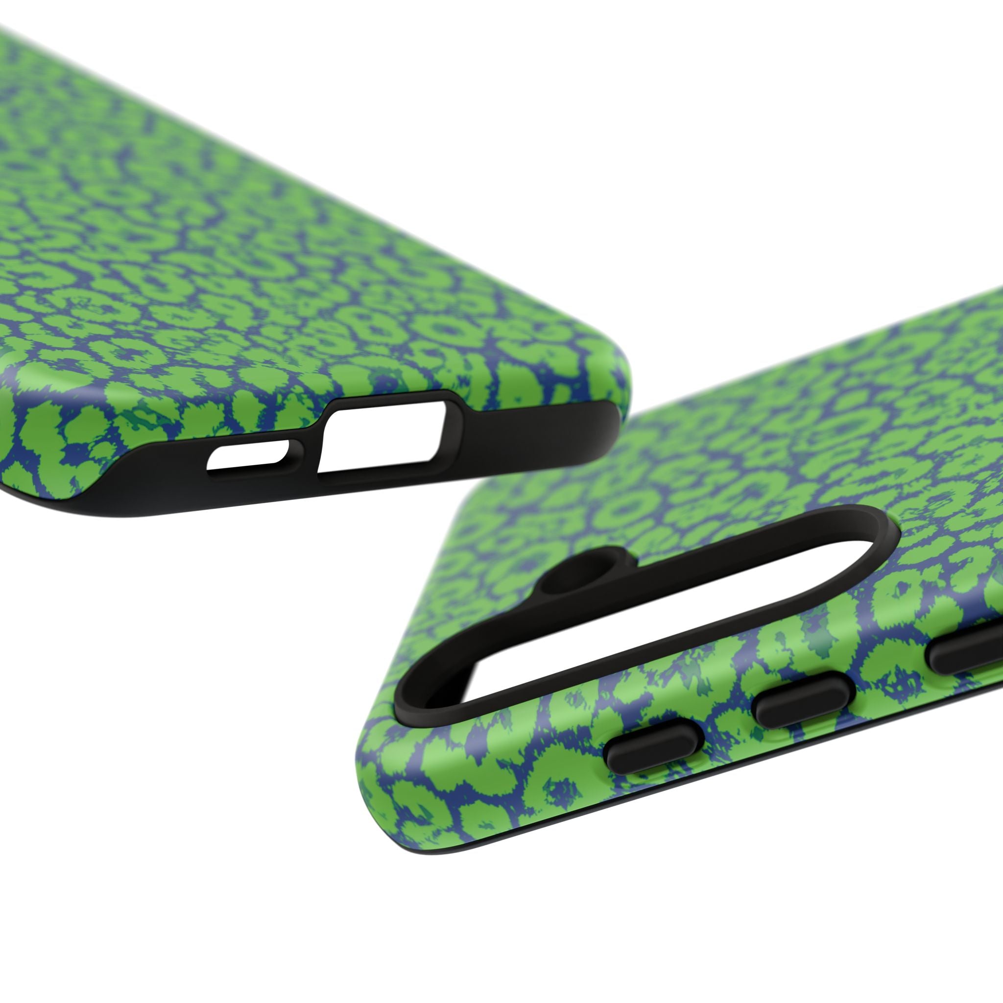 Blue Neon Green  Leopard Tough Phone Case for iPhone, Galaxy, or Google Pixel