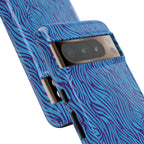 Zebra Print Blue and Purple Tough Case for iPhone, Galaxy or Google Pixel