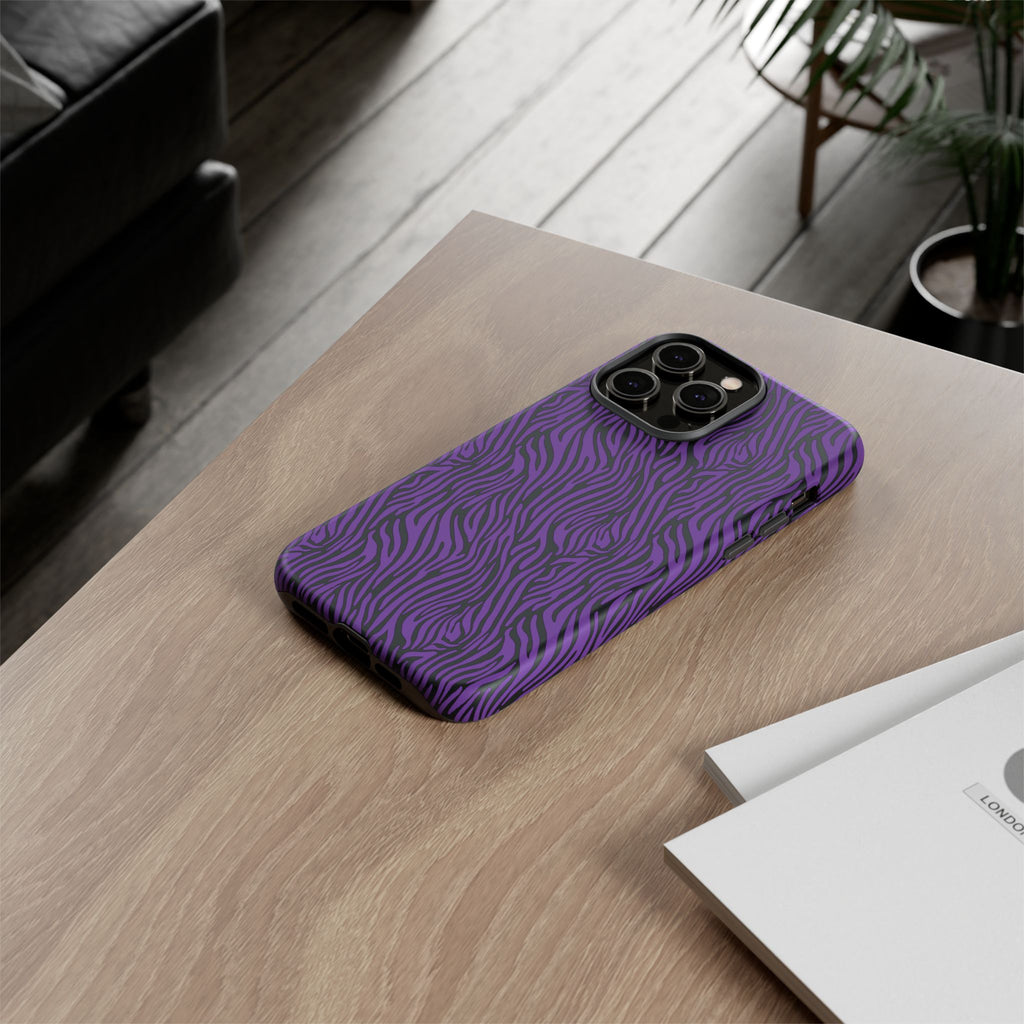 Purple Zebra Tough Phone Case for iPhone, Galaxy, or Google Pixel