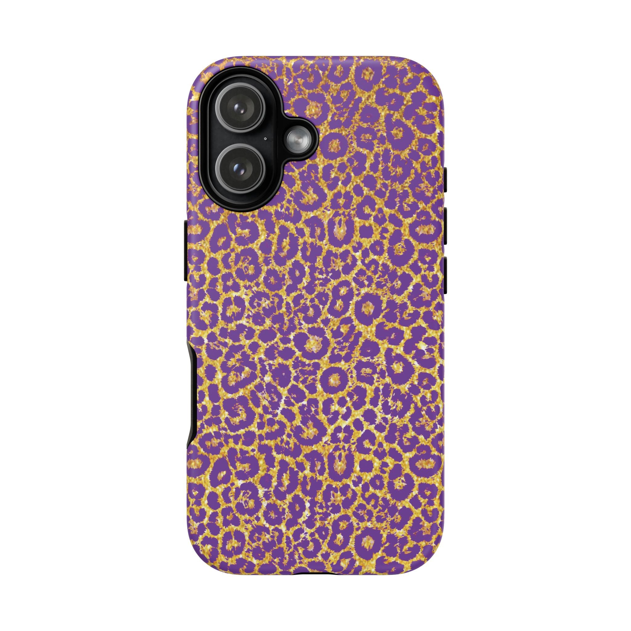 Purple Gold Leopard Tough Phone Case for iPhone, Galaxy, or Google Pixel