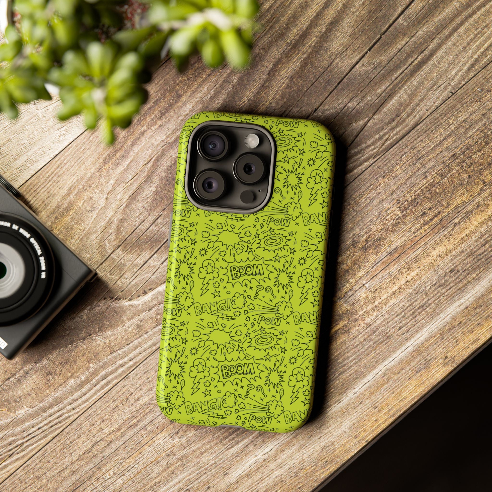 Neon Lime Wow Tough Case for iPhone, Galaxy, or Google Pixel
