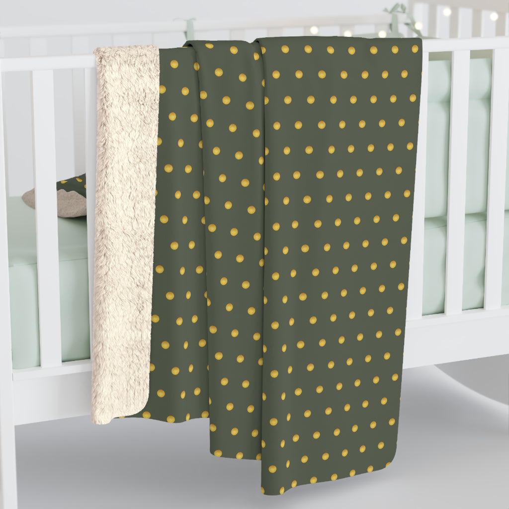 Gold Polka Dots Sherpa Fleece Blanket - Cozy Home Decor
