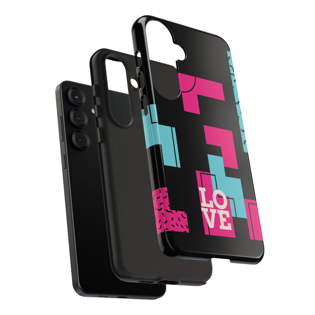 Retro Blocks LOVE Tough Case for iPhone, Galaxy or Google Pixel