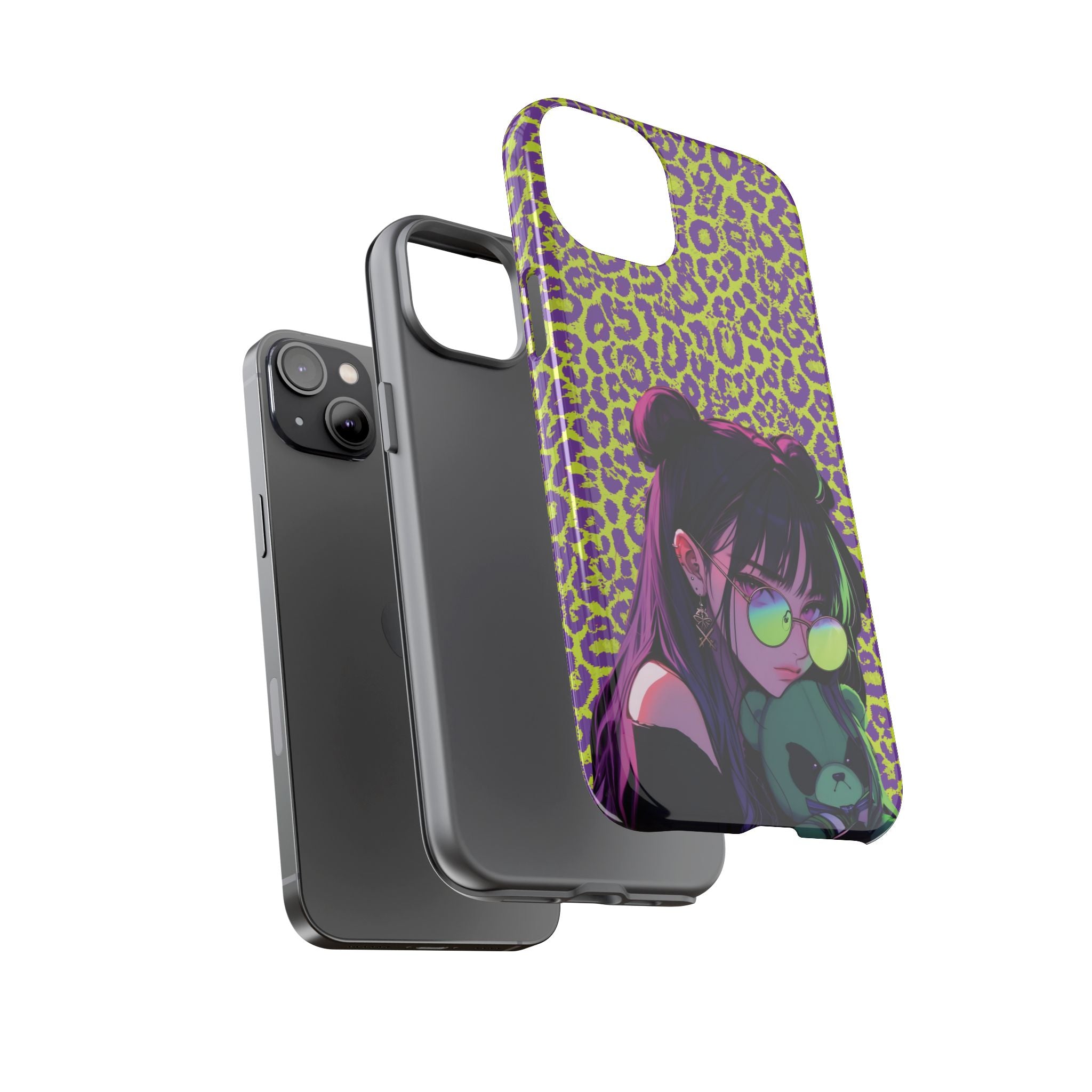 Purple Neon Lime Leopard Kz Tough Case for iPhone, Galaxy, or Google Pixel