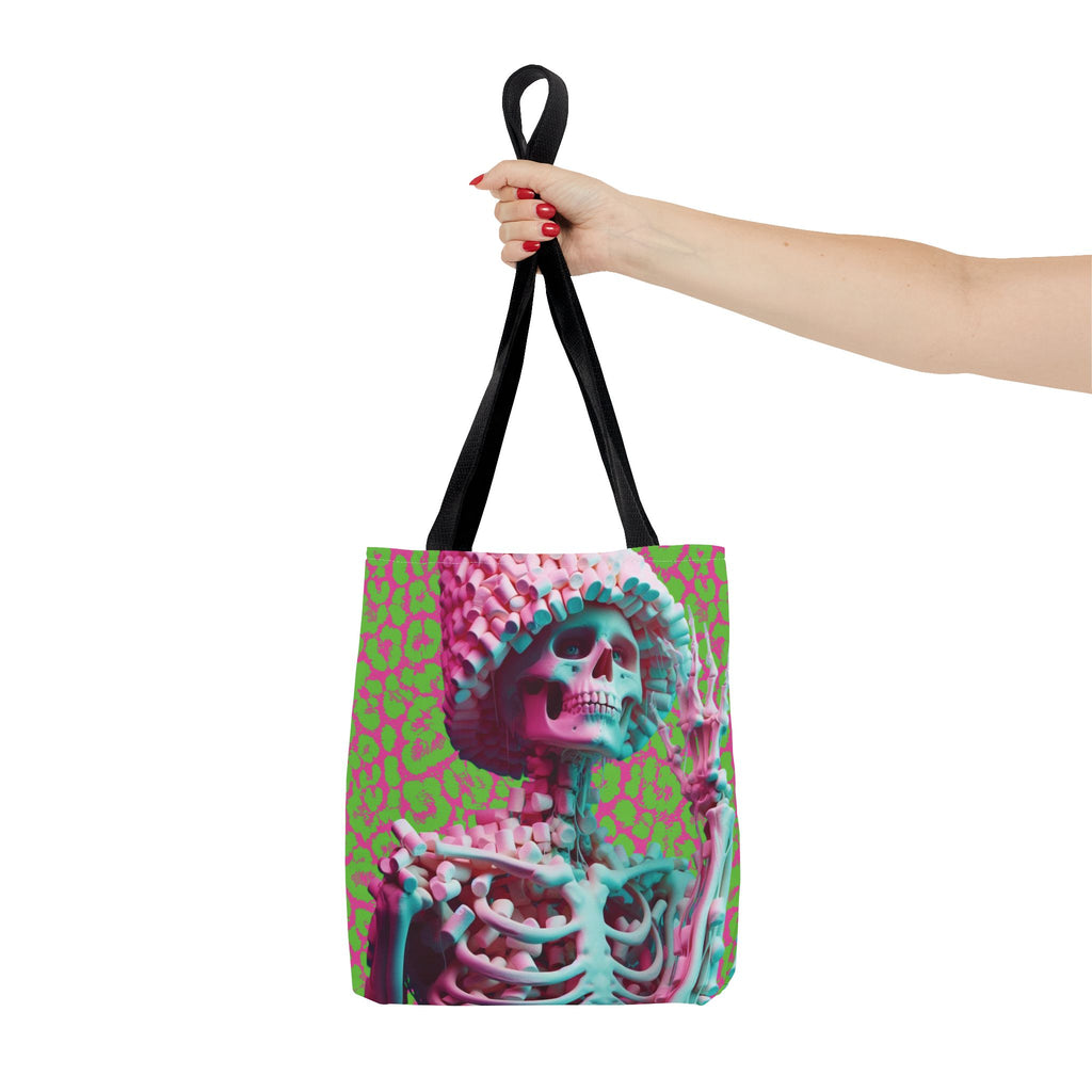Skeleton Neon Pink Lime Leopard Tote Bag