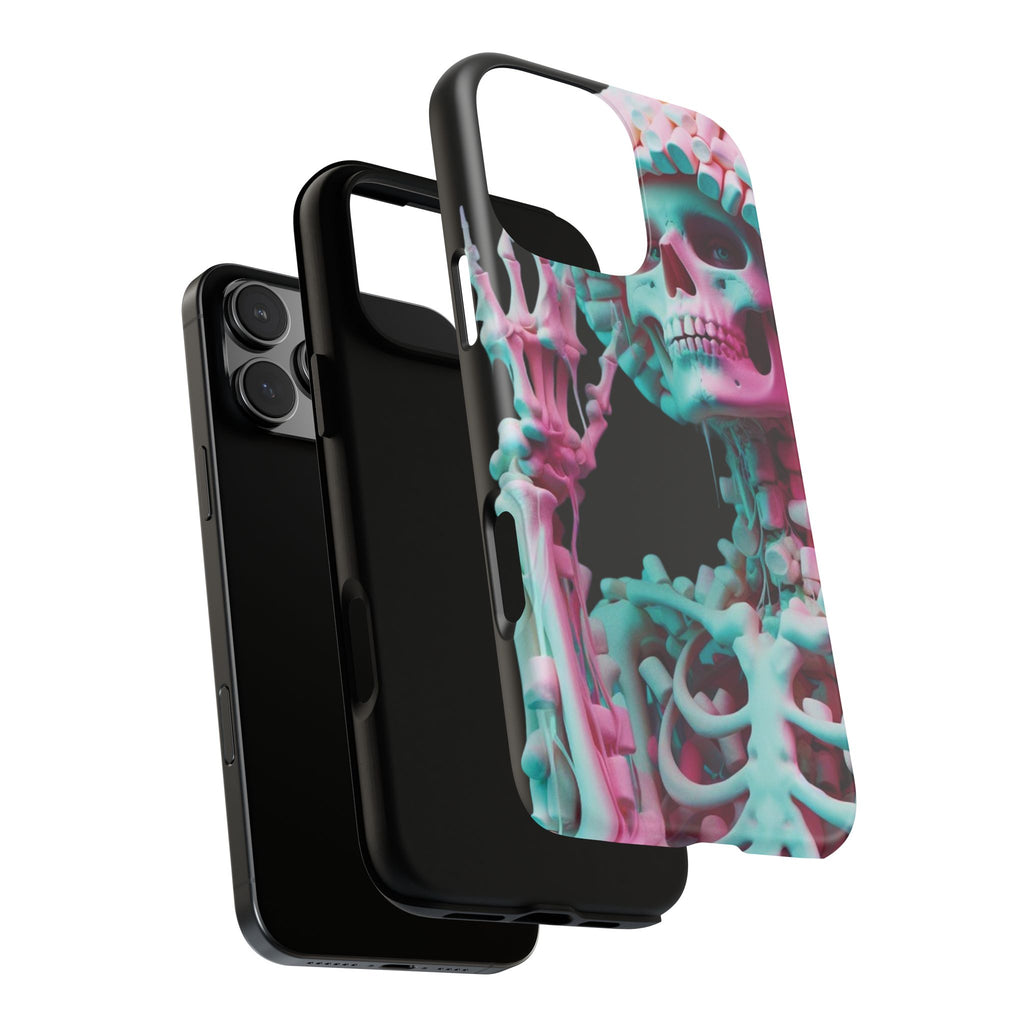 Neon Pink Skeleton (Black) Tough Phone Case for iPhone, Galaxy, or Google Pixel
