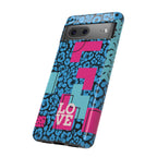 LOVE Blue Leopard 80s Vibe Tough Case for iPhone, Galaxy, or Google Pixel