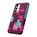 Pink Love Retro Blocks Leopard RG Tough Phone Case for iPhone, Galaxy, or Google Pixel